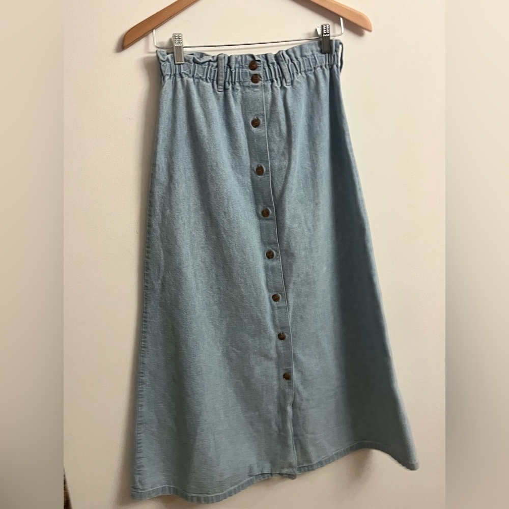 Vintage Christopher & Banks Women's Flared Jean Midi Skirt Size SMALL
